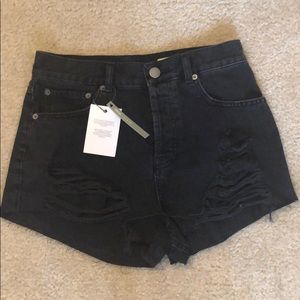 Black denim shorts